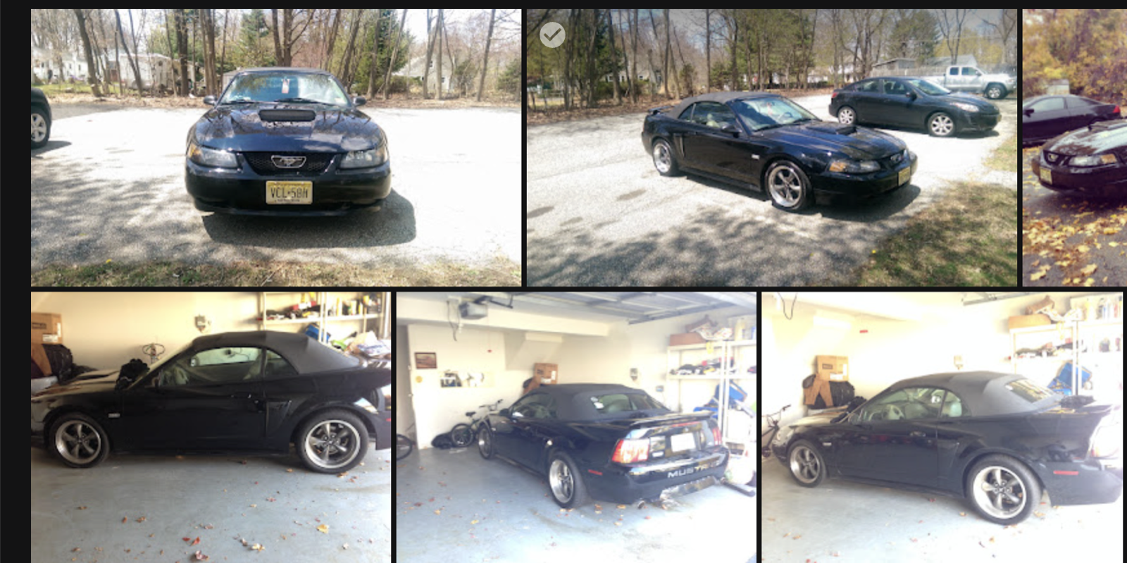 The black Ford Mustang Justin's dad gave him as a wedding gift in 2014.