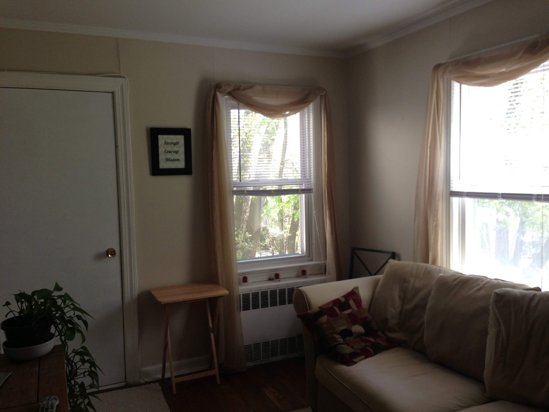 The living room of the 500 square foot apartment in Randolph, New Jersey.
